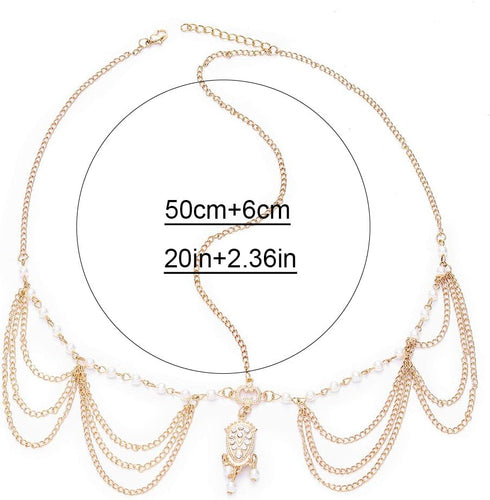 Jovono Pearl Head Chain Gold Headpiece 1920s Gatsby Hair Accessories for Women and Girls...