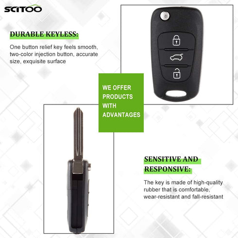 SCITOO Key Fob Shells Case 2010 2011 for Kia for Soul 2.0L 0 (1 PCS) 3 buttons...