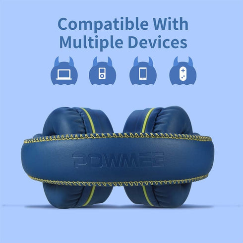 POWMEE M1 Kids Headphones Wired Headphone for Kids,Foldable Adjustable Stereo Tangle-Free,3.5MM Jack Wire Cord On-Ear Headphone for Children (Blue...