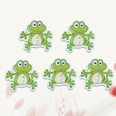 Healifty 50Pcs DIY Wooden Buttons,Sewing Buttons Frog Buttons 2 Holes Buttons Animal Buttons for Sewing DIY Craft Multicolored...