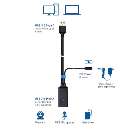 Cable Matters Active USB Extension Cable 16.4 ft / 5m (USB 3.0 Extension Cable Male to Female) with Signal Booster for Hard Drive, Webcam and More...