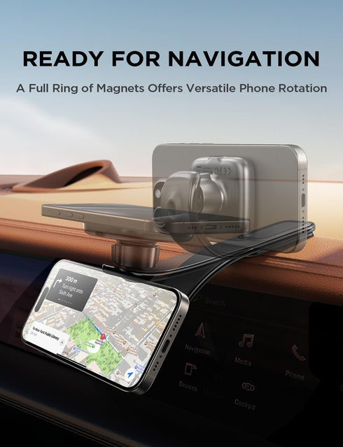 for Magsafe Car Mount,Magnetic Phone Holder for Car Compatible with iPhone 15 14 13 12 Pro Plus,Bendable Memory Titanium Alloy and Steel Hook Clip...