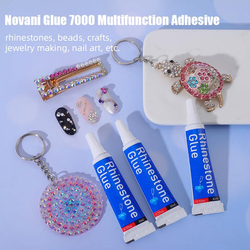 Novani Clear Glue for Rhinestone, Jewelry Making, and Bead Crafts,Mobile Phone Metal Stone Nail Art Glass Repair Jewelry Glue 7000?10PCS)...