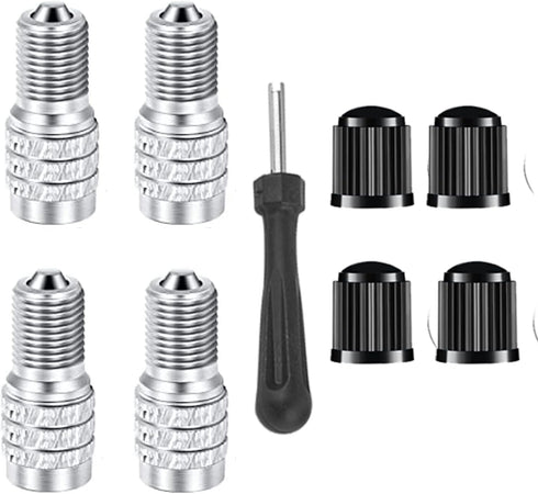 4 Pack Double Seal Valve Stem Caps, Double Seal Flow Through Valve Stem Cap, Inflate Thru for High Pressure Truck Car RV Semi Bus, Tires with 4 Ti...