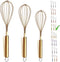 Berglander Gold Whisk Pack of 3 Stainless Steel 8",10",12", Titianium Plating Gold Whisks for Cooking, Beater,Wire Whisk Set Kitchen Wisk (Gold)...