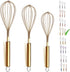 Berglander Gold Whisk Pack of 3 Stainless Steel 8",10",12", Titianium Plating Gold Whisks for Cooking, Beater,Wire Whisk Set Kitchen Wisk (Gold)...