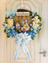 MEEDEE Blue and White Stripe Ribbon Blue White Ribbon Blue Wired Ribbon 2.5 Inch Light Blue Burlap Ribbon with Ivory Stripe Edge Blue Wired Christ...
