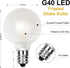 SUNSGNE 25 Pack G40 Led Replacement Light Bulbs, E12 Screw Base Shatterproof LED Globe Frosted Bulbs Light for Indoor Outdoor String Lights, 0.6wa...