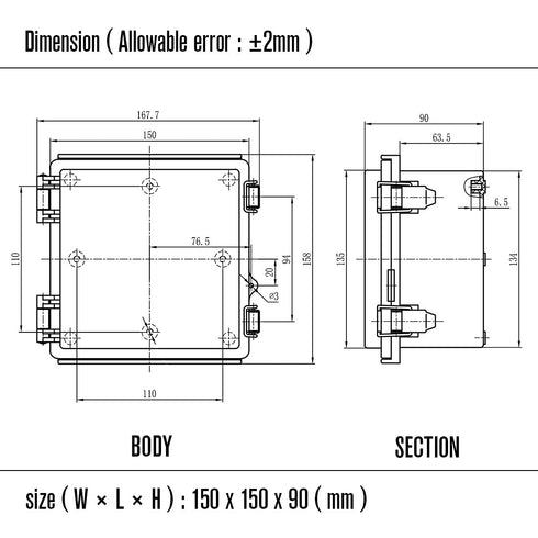 LeMotech Electrical Box, IP67 Waterproof Hinged Cover Stainless Steel Latch Junction box, ABS Plastic Electrical Enclosure with Mounting Plate,Wal...