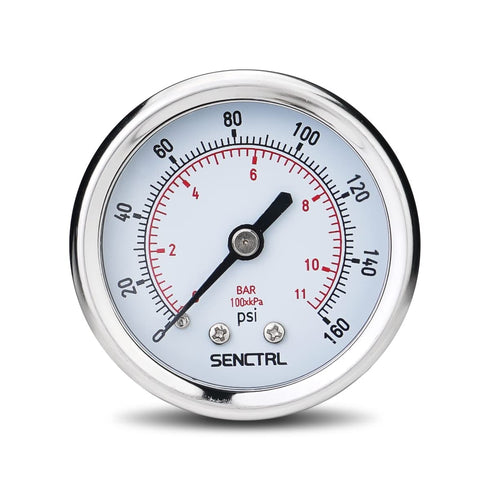 0-160 Psi Pressure Gauge, 2" Dial, 1/4 NPT Back Mount, Waterproof, Stainless Steel Case, for Pneumatic Regulator Air Compressor RV Regulator Water...