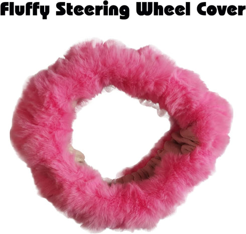Fluffy Steering Wheel Cover for Women, YUNXNYC Winter Fashion Wool Fur Soft Furry Steering Wheel Covers Fuzzy Warm Plush Non-Slip Car Decoration U...