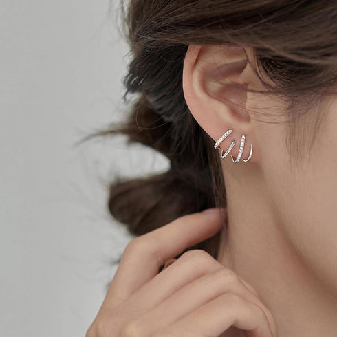 Sterling Silver Earrings For Women Claw Earrings Cubic Zirconia Half Hoop Stud Earrings Claw Earrings Cuff To My Daughter Warp Cuff Earrings Daint...