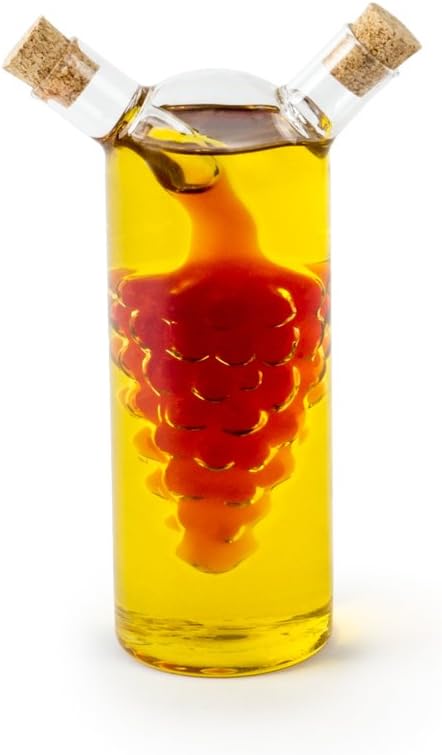 Fox Run 7050 Run Grape Motif Oil and Vinegar Cruet Dispenser Bottle, Clear Borosilicate Glass...