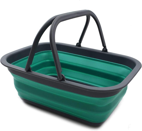 SAMMART SAMMART 9.2L (2.37Gallon) Collapsible Tub with Handle - Portable Outdoor Picnic Basket/Crater - Foldable Shopping Bag - Space Saving Stora...