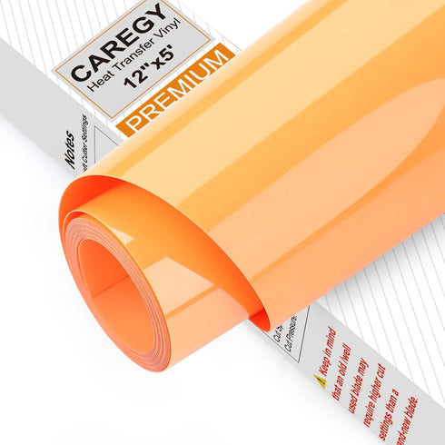 CAREGY Iron on Heat Transfer Vinyl Roll HTV (12''x5',Light Orange)...