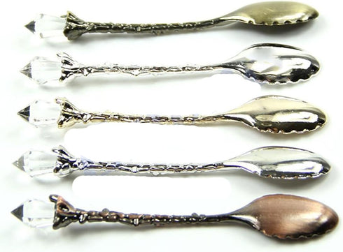 Yalulu 5Pcs Retro Crystal Alloy Stereoscopic Coffee Spoon Tea Spoon Dessert Spoon Ice Cream Spoons...
