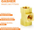 GASHER 2PCS Brass Brake Line Tee Fittings 7/16"-24 Threads Inverted Flare Female Union for Fuel/AIR/Lquid/Gas...