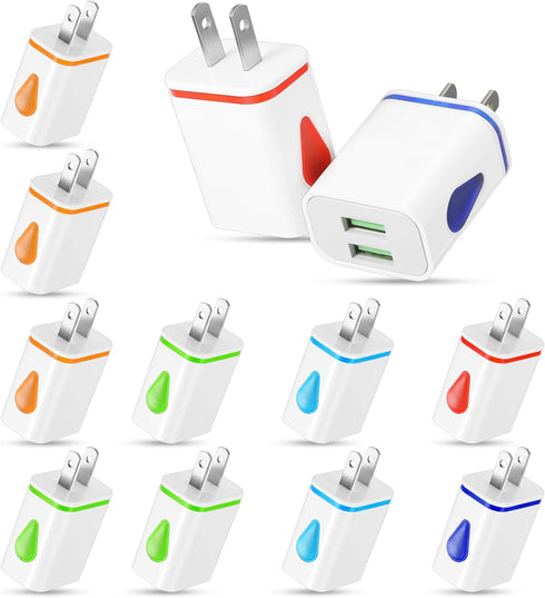 12 Pcs Fast USB Wall Charger USB Charging Block Bulk USB Charger Adapter Plug Cube 2.1A USB Wall Charger Replacement for Most Smartphones and Tabl...