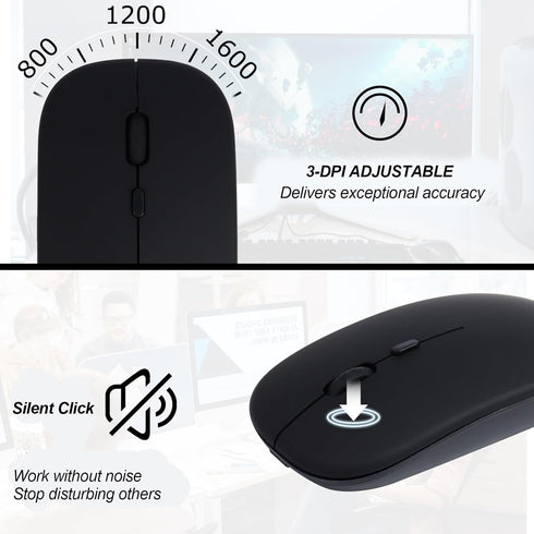 Bluetooth Keyboard and Mouse Combo,Rechargeable keyboard mouse combo,Ultra-Slim Portable Compact Wireless Mouse Keyboard Set for iPad/iPad Pro/iPa...