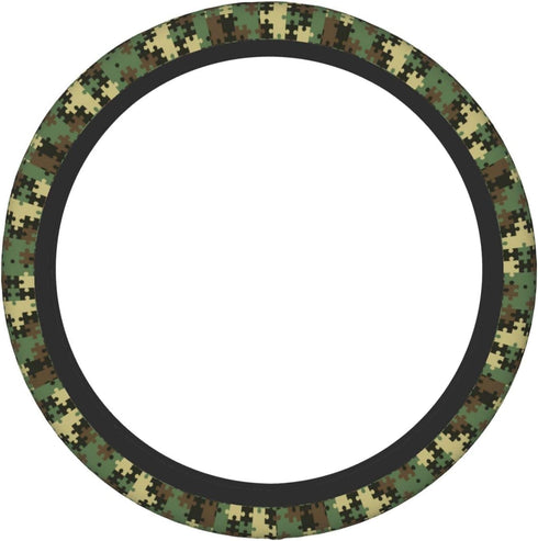 Green Steering Wheel Cover for Men,Green Camouflage Print 14.5 Steering Wheel Cover Protector Non Slip Durable Universal Automotive Accessories Ca...