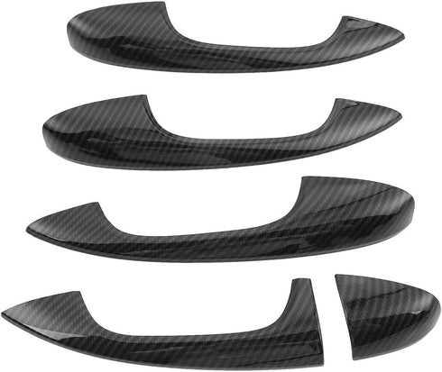Qiilu Door Handle Covers Carbon Fiber Exterior Door Bowl Cover Trim for C Class W205 2015-2018 GLC X253 2016-2018...