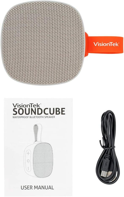 VisionTek SoundCube Wireless Bluetooth Speaker with IPX7 Waterproof Rating, BT 5.0, 6+ Hour Playtime, Built-in Mic, TWS Support (Gray) Compatible ...