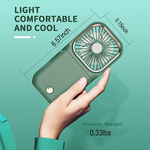 Handheld Quiet Mini Fan,Portable Foldable Desk Fan with 3000mHA Battery Powered and Rechargeable 3 Speed Portable Small Fan for Outdoor Camping, C...