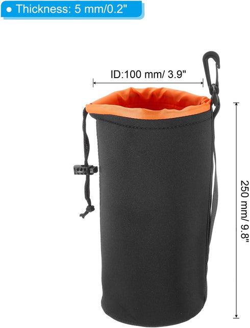 PATIKIL Camera Lens Bag, 3.9" IDx9.8 H Drawstring Lens Pouch with Thick Protective Neoprene, Lens Case for DSLR Camera Lens, Water Coffee Cups, Bl...
