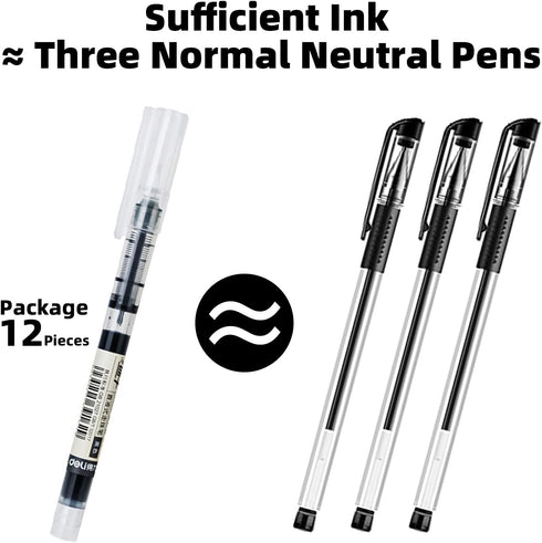 12 Pieces Rolling Ball Pens, Quick Dry Ink 0.5 mm Extra Fine Point Pens Liquid Ink Pen Rollerball Pens Black...