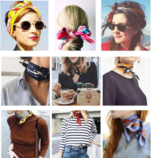 10PCS Silk Feeling Satin HeadScarf Neck Hair Small Square Scarf Color Random...