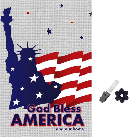 Statue of Liberty Garden Flags, God Bless America Sign 12 x 18 in - Truely Double Sided - also functional for Memorial Day - Garden Decor Outside ...