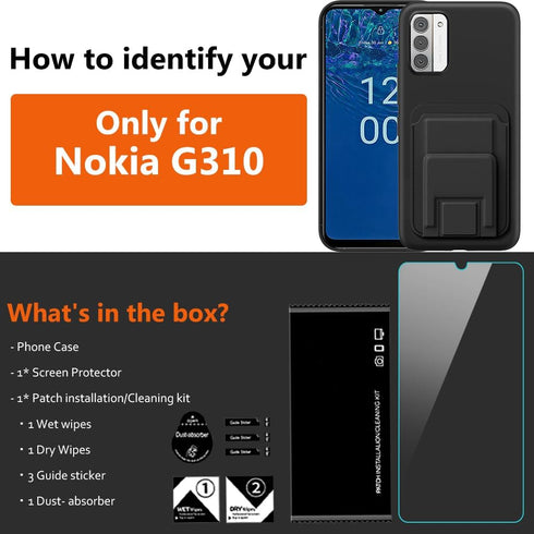 Case for Nokia G310 5G / Nokia G42 5G Phone Case with Tempered Glass Screen Protector, Folding Kickstand/Stand Wallet Card Holder/ Slots Silicone ...