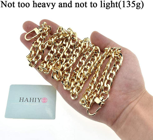 HAHIYO Purse Chain Strap Length 47.2" SPOT-ON Gold for Shoulder Cross Body Sling Purse Handbag Clutch Bag Replacement Strap Comfortable Flat 0.4" ...