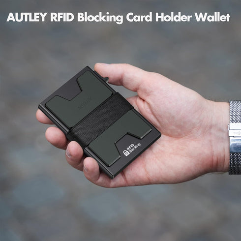 Slim Card Holder, Minimalist Pop Up Wallet for Men | RFID Blocking, Cash Band, 12+ Cards Storage (Black)...