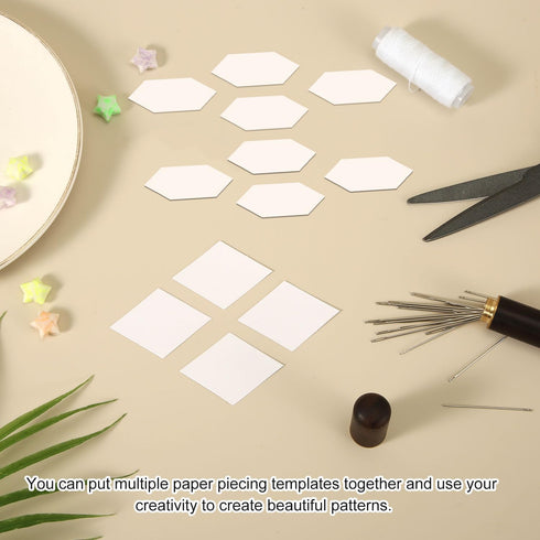 200pcs Paper Piecing Templates for Quilting Supplies, White Quilt Paper Piecing Shapes Hexagon English Paper Pieces Paper for Quilting Sewing DIY ...
