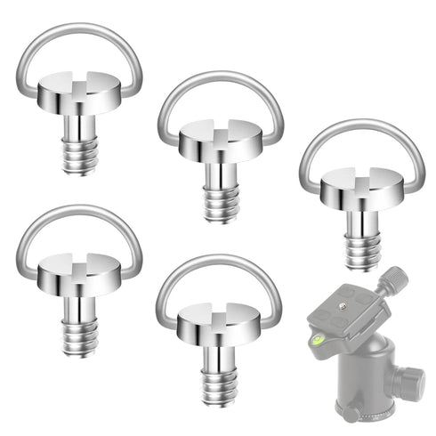5 Pcs 1/4" Camera Tripod Screw, Stainless Steel Thread D-Ring Camera Screws, Quick Release Camera Screw for Camera Tripod Monopod QR Plate...