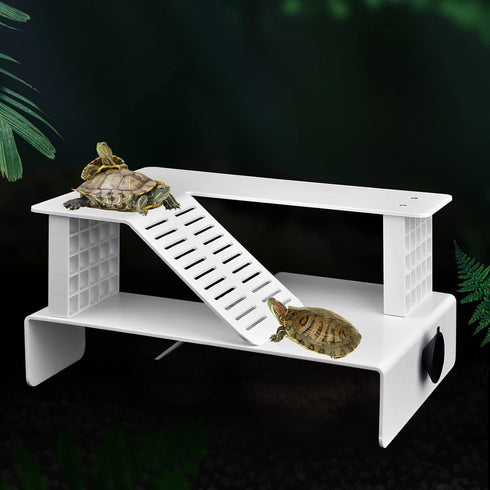 WEAVERBIRD Turtle Basking Platform, Turtle Tank Platform Aquarium Animal Sink Wharf, Double Decker Reptile Habitat, Climbing Shelf Turtle Tank Doc...