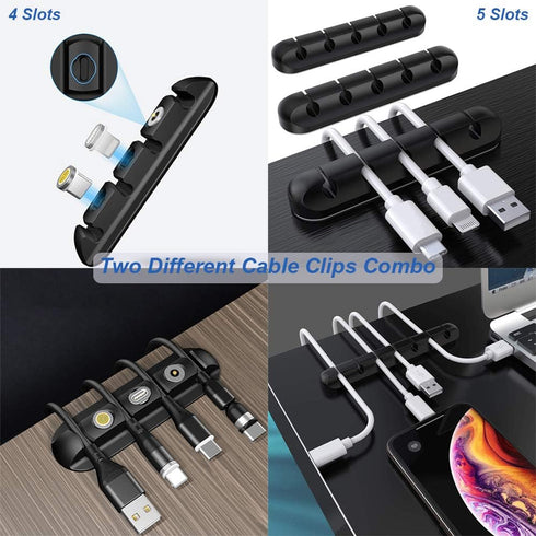 OCYCLONE Cell Phone Stand + 2 PCS Cable Organizer, Angle Height Adjustable iPhone Stand for Desk, Foldable Cell Phone Holder Tablet Stand Compatib...