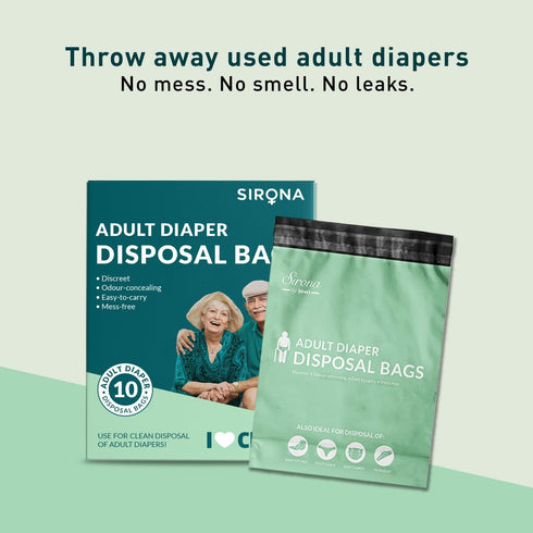 Sirona Disposable Bags for Adult Diapers | Discreet, Locks In Odors, Leak-Proof Adhesive, Environmentally Friendly & Biodegradable | Travel-Friend...