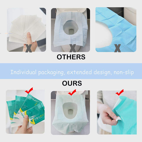 Ditind Toilet Seat Covers Disposable, 30 Pcs Toilet Seat Covers for Travel Accessories (15.8×23.6 inch), Extra Large PE Film Travel Toilet Mats Co...