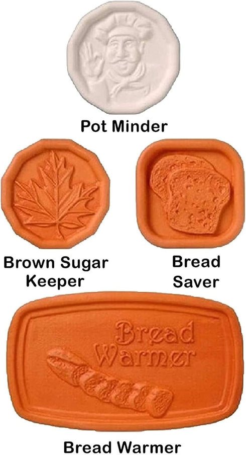 COOK’S HELPER 4 PIECE COLLECTION - Brown Sugar Keeper, Bread Saver, Pot Minder, Bread Warmer – The Perfect Hostess Gift or Party Favors!...