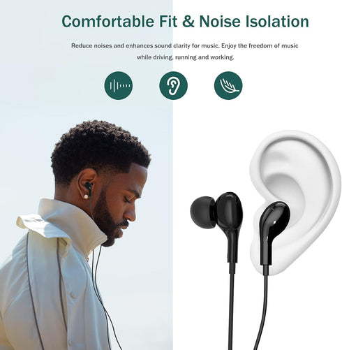 3.5mm Earbuds Wired with Mic for Samsung A14 A32 A15 A13 5G Wired in-Ear Headphones 3.5mm Headphone Jack Stereo Magnetic Earphones Wired for Samsu...