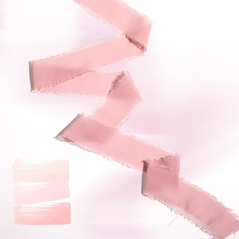 HTVRONT Chiffon Silk Ribbon 1.5" x 7Yd Soft Handmade Fringe Frayed Edged Baby Shower Bridal Bouquets Wedding Invitation Decor (Cream & Pink)...