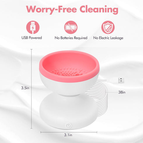 Reiyu Makeup Brush Cleaner Machine, Electric Makeup Brush Cleaner, Automatic Spinning Make Up Brush Cleaner Fit for All Size Makeup Brush?White?...