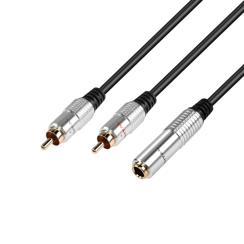 PNGKNYOCN 6.35mm to 2RCA Audio Cable, 1/4" TRS Female Stereo Jack to Dual RCA Male Plug Y Splitter Adapter Cable for Guitars?Speaker,Home Stereo S...