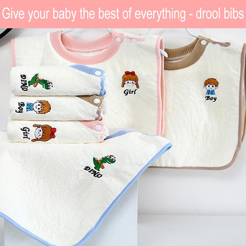 2 Pack 360 ° Rotating Baby Feeding Teething Bibs, Stay-Dry Toddler Bib, The Adjustable Baby Waterproof Bibs, Width Coverage and Pull-Over Design B...