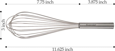 Progressive International Prepworks by Progressive 12" Balloon Whisk, Handheld Steel Wire Whisk Perfect for Blending, Whisking, Beating and Stirri...