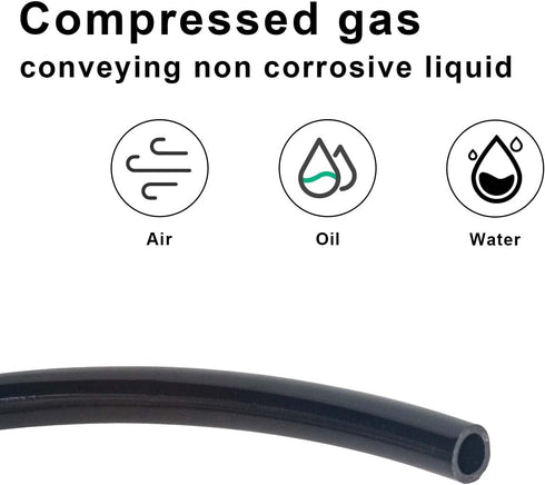 6mm x 4mm Pneumatic Tubing Pipe PU Polyurethane Tube Air Compressor Hose Line Fitting or Fluid Transfer (Black 32.8ft/10Meters)...