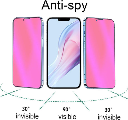 2 Pack Anti-Blue Privacy Tempered Glass Suit for iPhone 12 Pro Max Mirror Anti-Spy Screen Protector Anti-Peeping Film Electroplated Gradient Color...