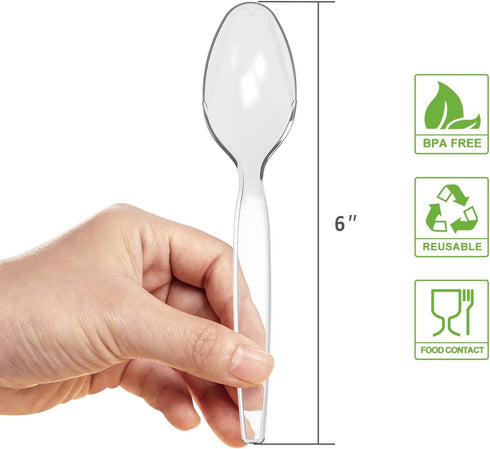 POSATE Heavyweight Plastic Spoons, Clear, 100 Count...